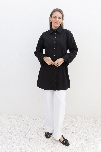 Kolu Büzgülü Cepli Tunik Gömlek