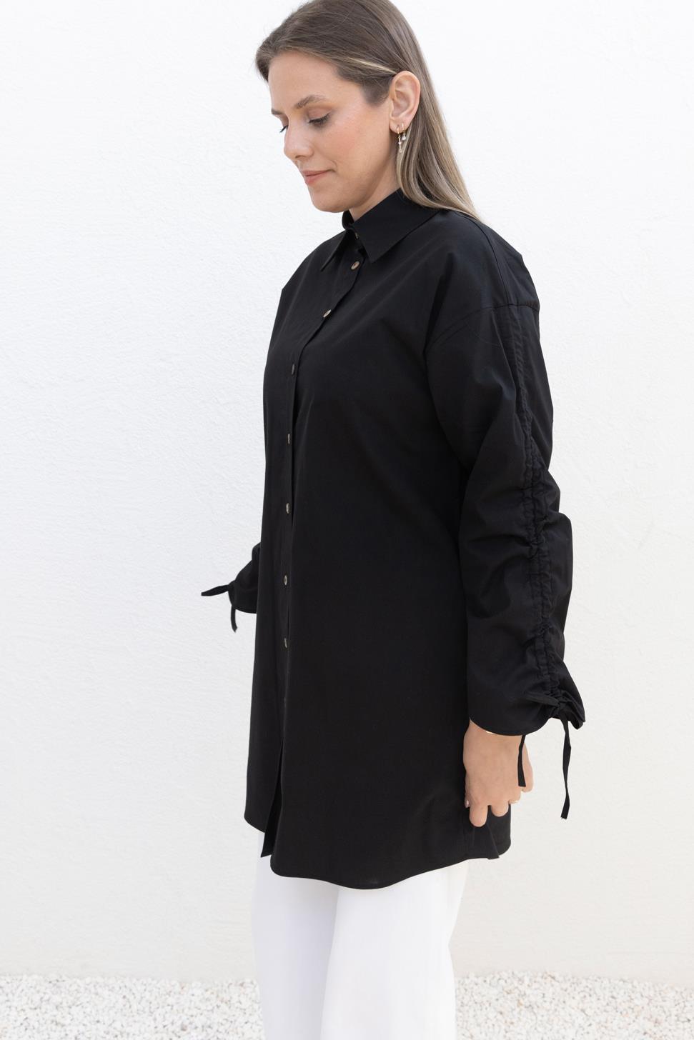 Kolu Büzgülü Cepli Tunik Gömlek