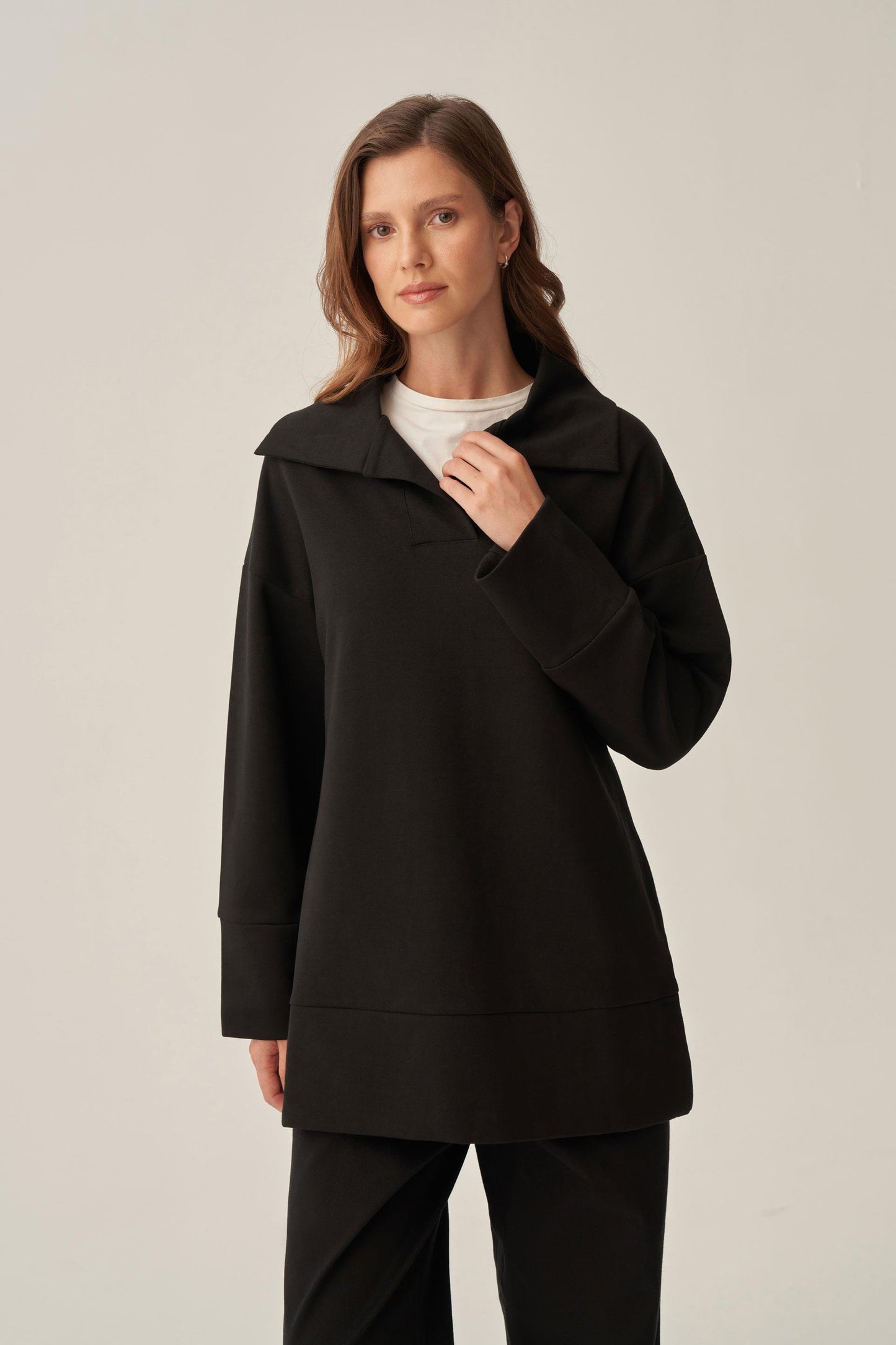 Polo Yaka İnterlok Sweatshirt