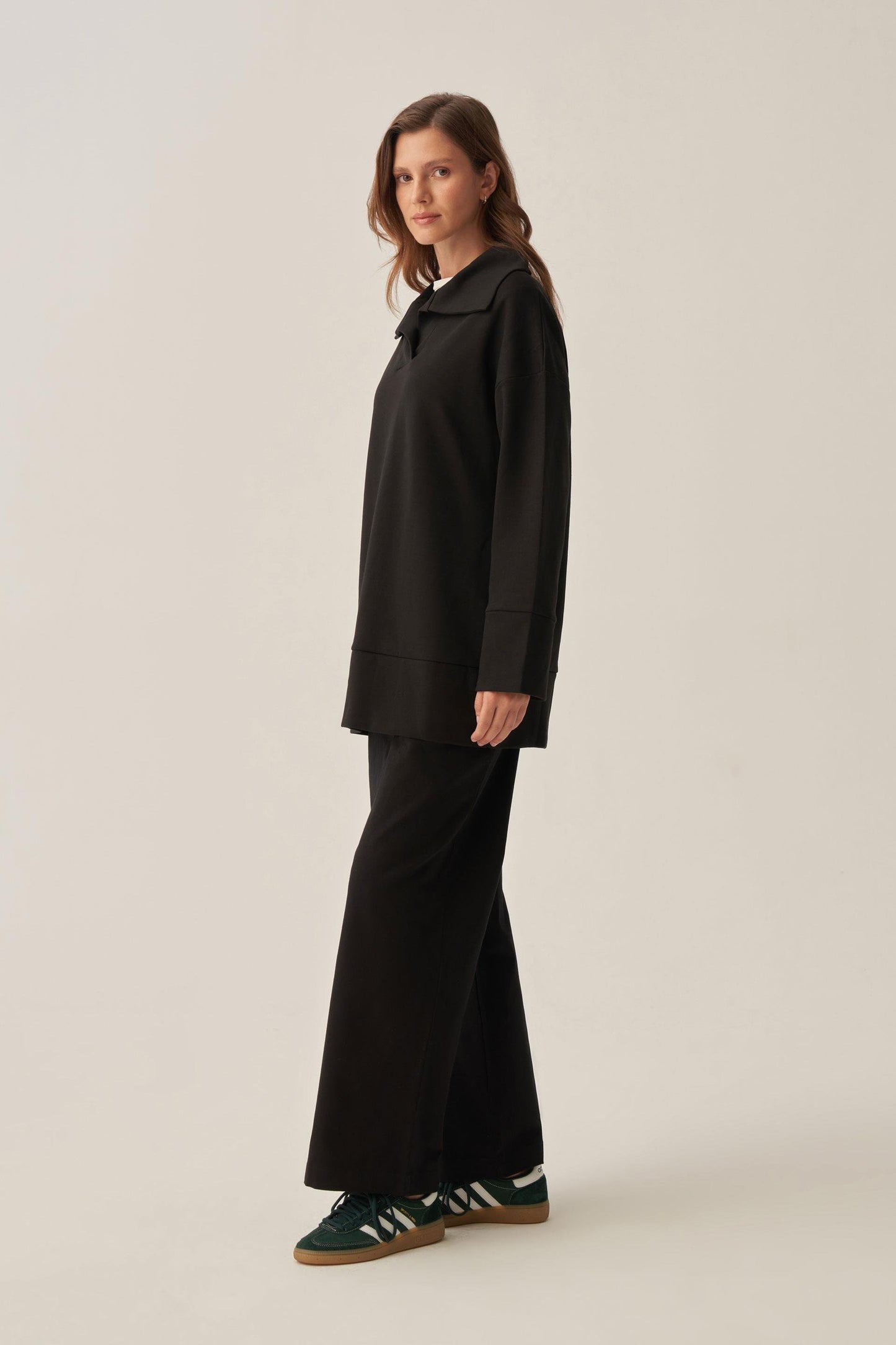 Polo Yaka İnterlok Sweatshirt