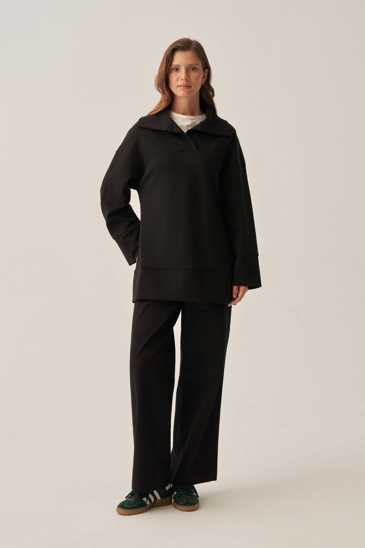 Polo Yaka İnterlok Sweatshirt