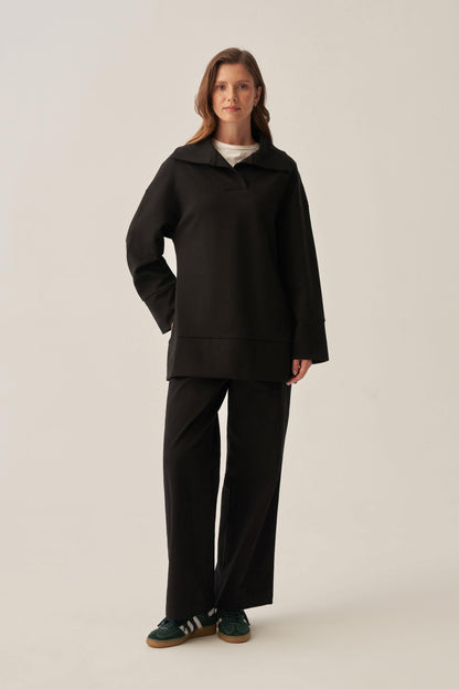 Polo Yaka İnterlok Sweatshirt