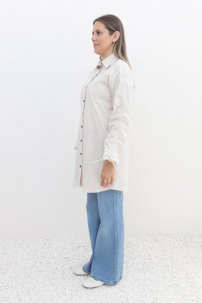 Kolu Büzgülü Cepli Tunik Gömlek