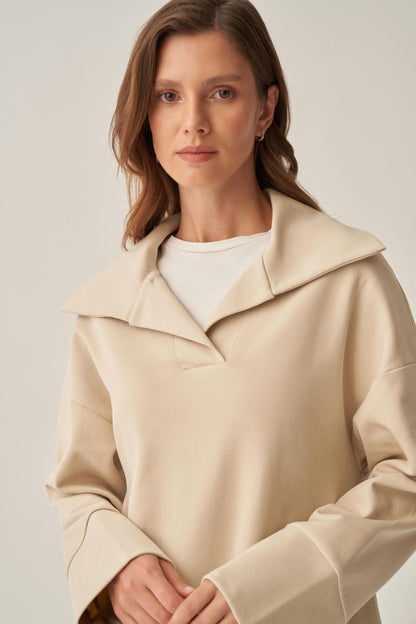 Polo Yaka İnterlok Sweatshirt