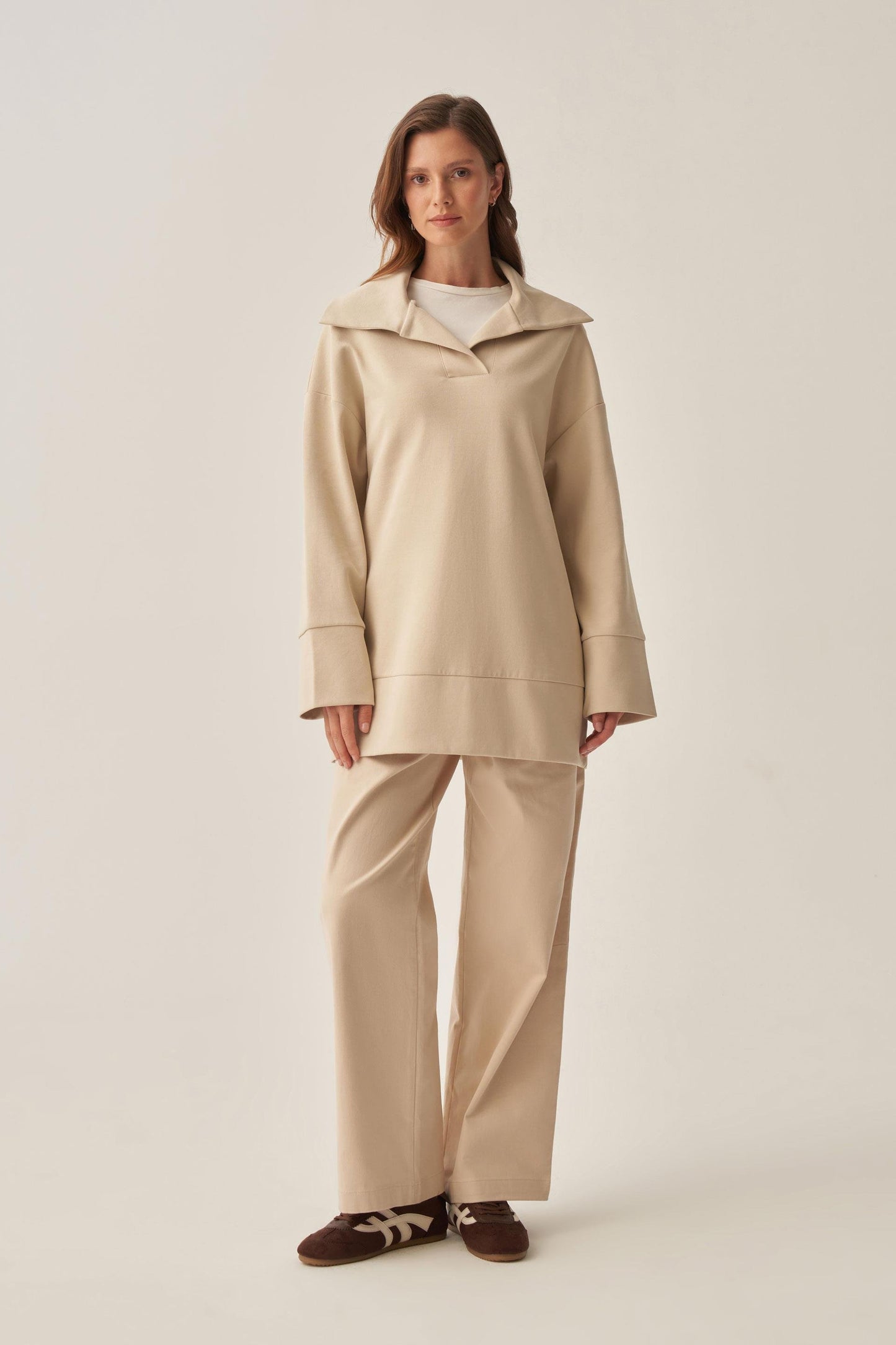 Polo Yaka İnterlok Sweatshirt